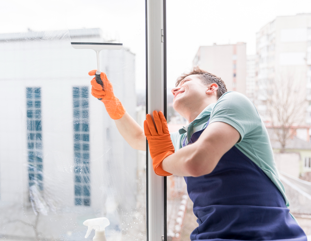 Window cleaning with streak-free finish